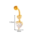Golden heart-shaped belly button ring with sparkling zircon inlays and dimensions - Double Heart Style (2601-4# Gold)