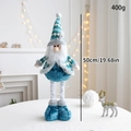 Detail of 50cm retractable Christmas gnome with plush knit fabric in blue and white - Blue Telescopic Santa