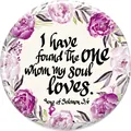 Luminous glass cabochon featuring Song of Solomon scripture and floral peony wreath - 4 / 16mm Glass Cabochon