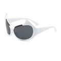 Trendy white cat-ear frames with grey lenses sunglasses for street style fashion - White