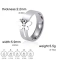 Stainless steel dragonfly charm ring with comprehensive size guide and measurements - US 7 / Steel