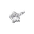 Macro shot of silver square pendant with beaded edge and round cut zircon center - Silver Star