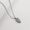 Polished gunmetal letter F bubble pendant necklace with minimalist 3D stainless steel finish - Letter F / Silver