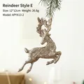 Champagne gold glitter reindeer ornament with a bow for Christmas tree decoration - Style E