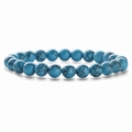 Détail des perles de turquoise bleue avec veines naturelles et cordon élastique du bracelet - Turquoise Bleu Clair