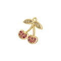 Golden cherry pendant with red and clear crystals on a white background for DIY jewelry - VD1639 Gold Multi-color Zirconia Cherry