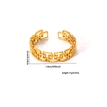 Detailed view of 18k gold plated open ring showing 0.6cm width and 1.8cm diameter - BJGR0147-Hollow Geometric Rectangle