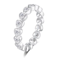 S925 Sterling Silber Ring mit herzförmigen Zirkonia Steinen rundherum besetzt - US 5 / FDJZ-124 (Herz-Reihenbohrer-Silber)