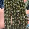 Polished dark green natural stone abacus beads for handmade DIY jewelry bracelets - Olive Tourmaline / 5*8mm (approx. 73 pcs/strand)