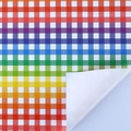 Rainbow gingham wrapping paper with adhesive backing and cutting grid for birthday gifts - Colorful Plaid (50X70cm)