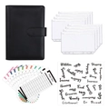 A6 black PU leather budget binder set with PVC zipper envelopes and colorful budget sheets - A6 / Black