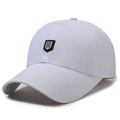 White quick-dry breathable baseball cap featuring a black shield R-letter patch - White