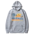 Light gray Gulf of Mexico beach vintage graphic hoodie with drawstring hood for men - Light Gray