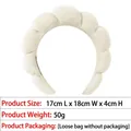 White puffy cloud sponge headband made of soft velvet for skincare and makeup - 4# Cream Style