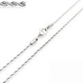 Silver twisted rope chain necklace in stainless steel with secure lobster clasp closure - 2MM Width / 50CM Length / Steel