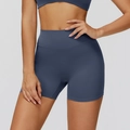 Navy blue high-waisted yoga shorts with V-shaped back and quick-dry stretch fabric - S / Navy Blue