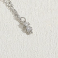 Silver necklace with cute girl pendant featuring a large round zircon and sparkling accents - Little Girl Zirconia / Platinum Color