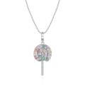 Collana con ciondolo a lecca-lecca arcobaleno con zirconi colorati e catena a sfere - Stile Lecca-lecca Arcobaleno (Con Catena) / Rame