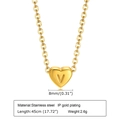 Golden stainless steel heart pendant necklace featuring engraved letter V detail - 40+5cm / Gold - Letter V