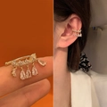Elegant 14k gold clip-on earrings with drop-shaped zircon and pave crystals - 31121-Gold Water Drop Zircon Pendant Single