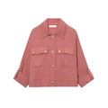 Veste courte style lin rose brique pour femme avec poches poitrine et boutons métalliques - XS / Rose