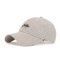 Berretto da baseball classico a scacchi bianchi e neri con ricamo Smile blu - Beige