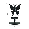 Elegant black iron butterfly candle holder with round base measuring 15cm in height - Butterfly / Black