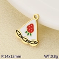 Colgante de pastel de fresa dorado en esmalte rojo y blanco para hacer joyas caseras - Estilo de Rebanada de Pastel de Fresa (KLJ9515-ZLA)