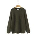 Maglione in maglia di mohair verde scuro a girocollo con vestibilità ampia su gruccia - Taglia unica / verde oliva