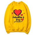 Yellow Valentine’s Day crewneck sweatshirt with red heart and happy holiday print - S / Tops / Yellow (311)