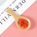 Mini cuillère ABS beige avec modèles de fraises rouges pour décoration de maison de poupée - Imitation Bois-Fraise