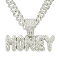 Silver (MONEY Letter Pendant) + 50cm Cuban Chain