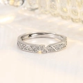 Silver geometric pavé cubic zirconia open ring with sparkling crystal detailing - Adjustable Open / Silver (Women's Style)