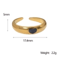 Adjustable gold plated stainless steel ring with minimalist black heart motif inlay - Adjustable Open / Black
