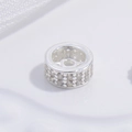 S925 sterling silver spacer beads with double rows of clear cubic zirconia for bracelets - Double Row Zirconia Large 6mm / Silver