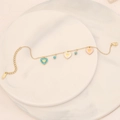 Gold stainless steel heart charm bracelet with turquoise beads on white marble - Heart Pendant Style(2#)