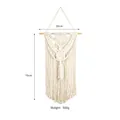 Handmade bohemian macrame wall hanging in cream white cotton, 35x75cm with fringe - Medium Wooden Stick Freestyle Hanging