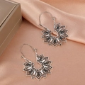 Boucles d'oreilles vintage en argent évidé avec gravure mandala bohème sophistiquée - Argent Antique Évidé Disque (7308)