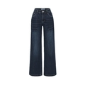 Jeans a palloncino blu scuro a vita alta con gamba larga e cuciture a contrasto - XS / Blu