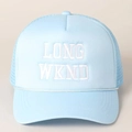 Light blue trucker hat with LONG WKND white embroidery and breathable mesh back - One Size / Sky Blue