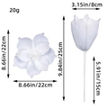 Fiore di Natale bianco artificiale con glitter argento e dettagli sulle dimensioni - Bianco