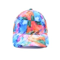 Detailed close-up of vibrant tie-dye pattern on a six-panel baseball cap crown - Tie-dye Style 7