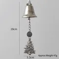 Retro silver iron Christmas bell ornament with tree pendant and merry greetings, 19cm height - Christmas Tree Bell Chain