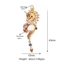 Pendentif licorne doré avec zircons colorés et perle, mesurant 43mm sur 15mm - K580381-Opal Gold Unicorn