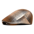 Brown herringbone tweed newsboy cap with multi-color patchwork and retro British style - Multi-color Patchwork Herringbone Craft / Orange