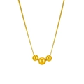 Minimalistische Gold Titanstahl Schlangenkette Halskette mit drei polierten Metallperlen - Drei-Perlen-Schlangenkette / Gold