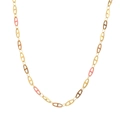 Golden stainless steel necklace with pink enamel links in H-shaped design - Golden Coffee