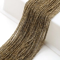 Faceted bronze gold beads for DIY jewelry making, 2mm metallic glass beads strands - Light Gold