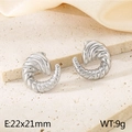 Pendientes de espiral en acero inoxidable plateado con diseño minimalista moderno - Color Acero (KE115565-KFC)