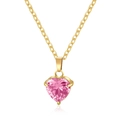 Collana dorata con ciondolo a cuore in zircone rosa sfaccettato e catena in acciaio inox - Colore Oro 45+5cm / Rosa